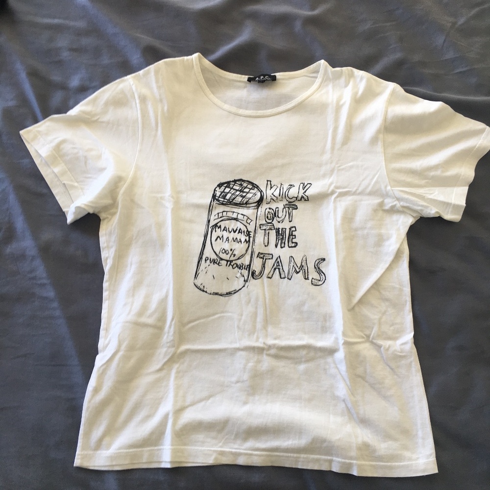 A.P.C. Kick Out The Jams rock ‘n roll t-shirt, size 1 or Small, made in France